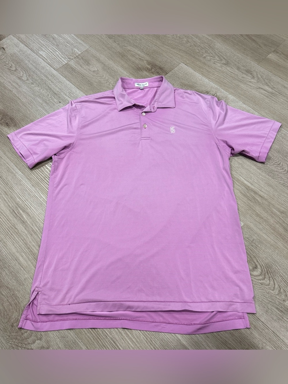 Peter Millar Mens Performance Golf Polo Shirt striped  Exmoor Country Club Sz L